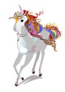 Cute character of unicorn with a colored mane. Royalty Free Stock Photo